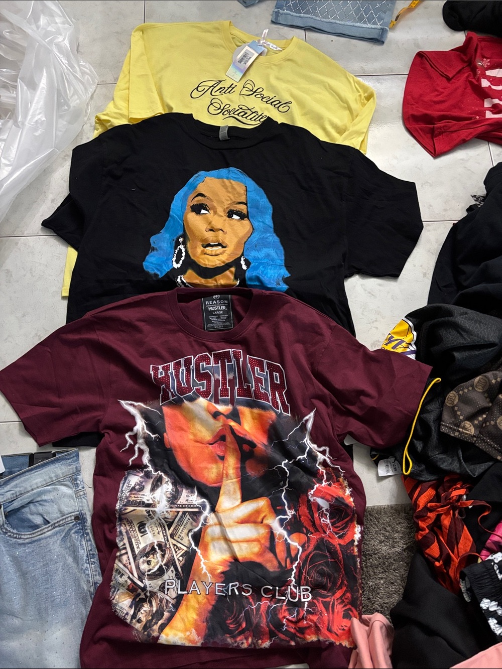 Reasons Hustler Hollywood Maroon Players Club Graphic Tee's 3 for 1.  Jump on it